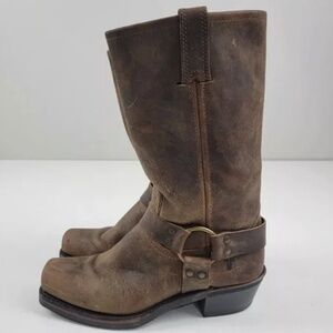 Frye Vintage Smoke Brown Leather Square Toe Harness 12R Womens - Size 8